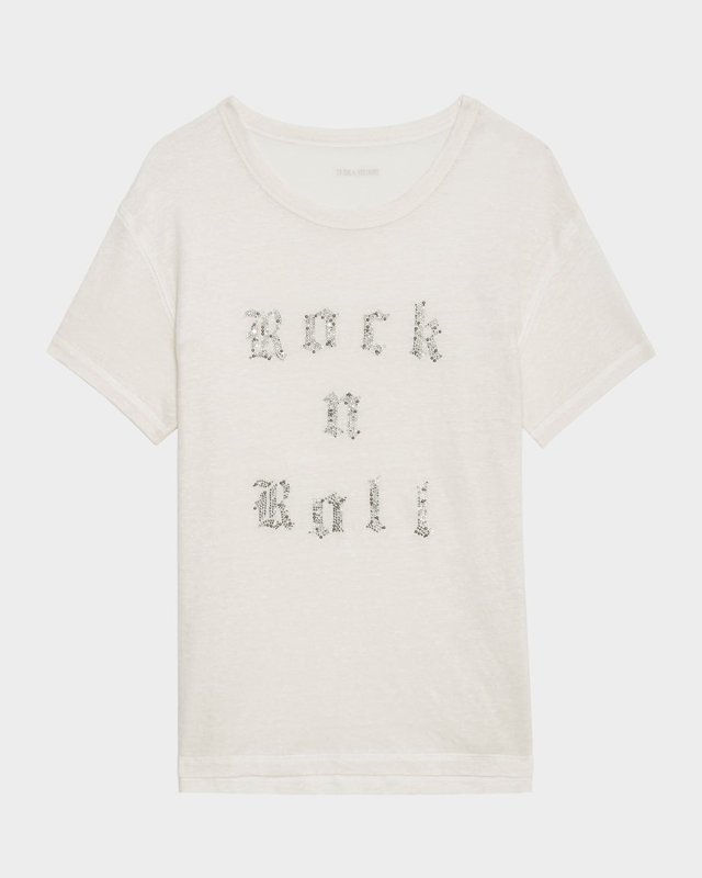 Marta Embellished Linen T-Shirt